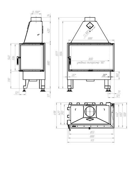 Камінна топка M-FIRE 80 кутова права (17kW) m-fire80r фото