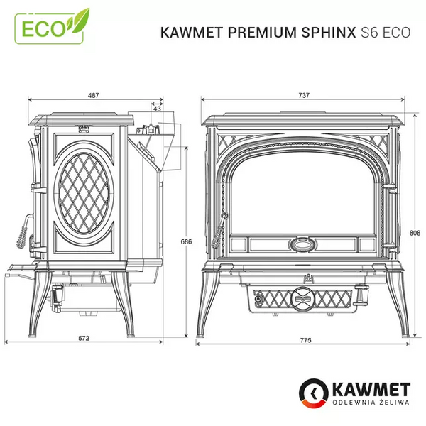 Чугунная печь KAWMET Premium SPHINX S6 S6 фото