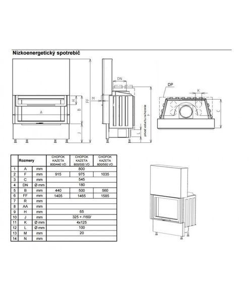 Каминная топка Kobok Kazeta L 73 VD 800/510 Kazeta L 73 VD 800/510 фото