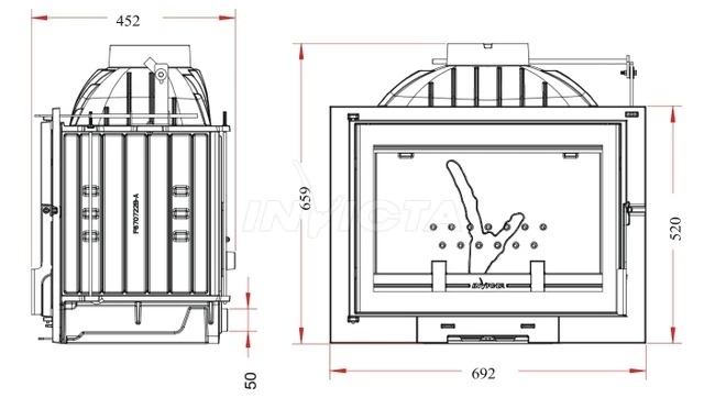 Каминная топка INVICTA 700 Philos GA с шибером Invicta 700 Philos GA фото
