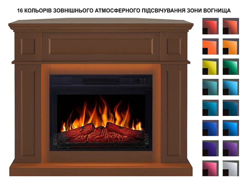 Електрокамін універсальний 2в1 ArtiFlame Linz AF23S коричневий з LED підсвічуванням Linz AF23S UNI B фото