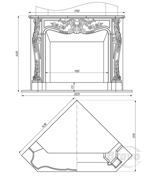 Портал НЬЮ-ЙОРК (Nero Marquina Antique) (доступні варіанти виробу у камені Crema Marfil, Polaris, Botticino) New-York фото