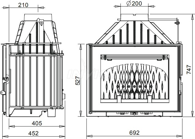 Камінна топка INVICTA 700 Grande Angle з шибером INVICTA 700 Grande Angle з шибером фото