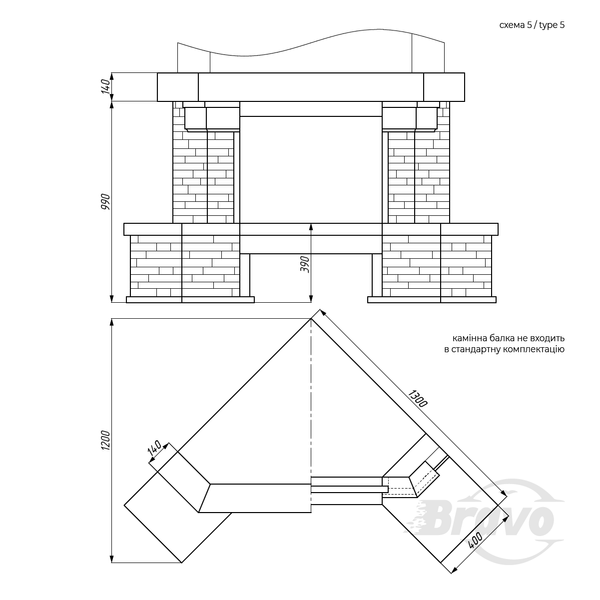 Портал КАРПАТИ МАРМО 2 (Emperador Dark + Болгарський сланець) KARPATI MARMO 2 фото