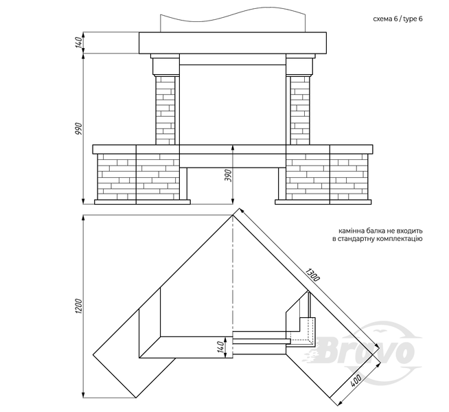 Портал КАРПАТИ МАРМО 2 (Emperador Dark + Болгарський сланець) KARPATI MARMO 2 фото