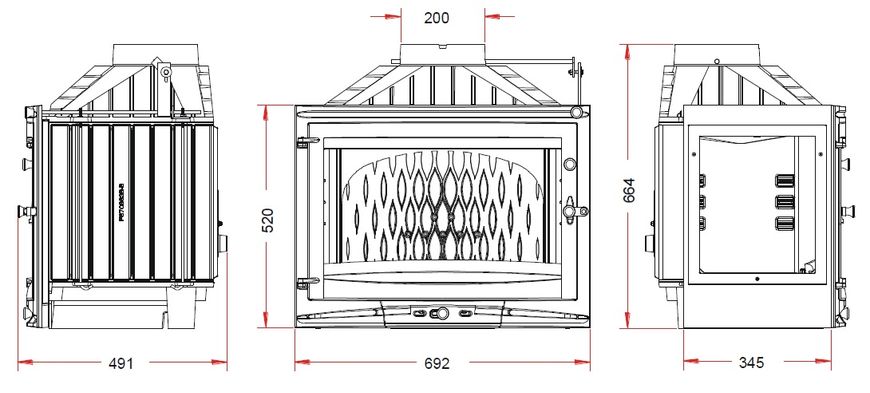 Каминная топка INVICTA 700 Selenic левое стекло с шибером INVICTA 700 Selenic з шибером фото