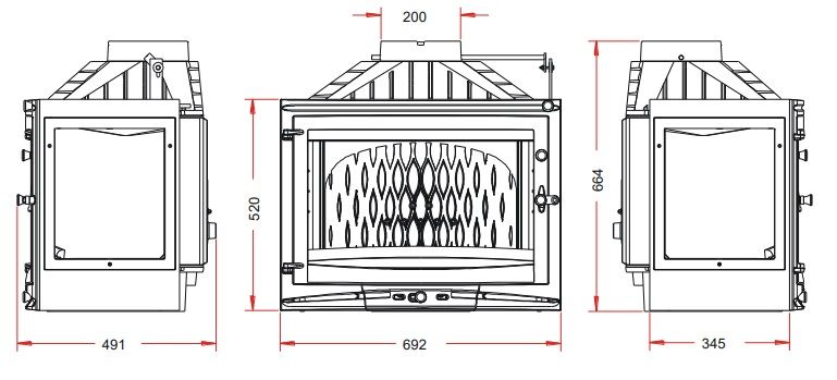 Каминная топка INVICTA 700 Selenic трехсторонняя с шибером INVICTA 700 Selenic з шибером фото