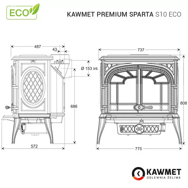 Чавунна піч KAWMET Premium SPARTA S10 S10 фото
