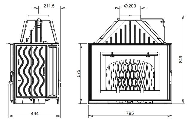 Камінна топка INVICTA 800 Grand Angle з шибером 928575 фото