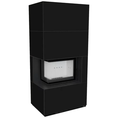 Камин Kratki FLOKI BOX левый 8 kW &Oslash; 160 в корпусе с керамогранита NERO ASSOLUTO FLOKI/S/L/Q/N/A фото