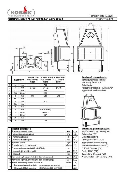 Камінна топка Kobok Chopok 2R90 78 LD 780/510-S/330 Chopok 2R90 78 LD 780/510-S/330 фото