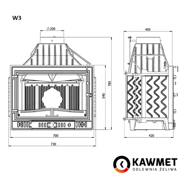Каминная топка KAWMET W3 (16.7 kW) W3  фото