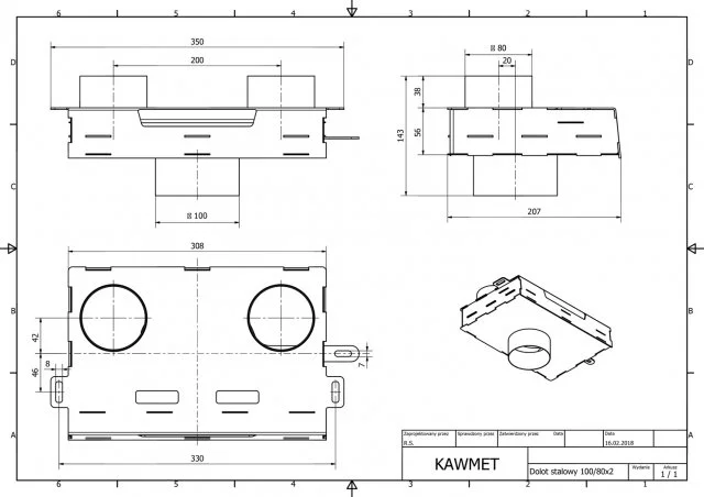 Долот (адаптер) сталевий для подачі повітря зовні KAWMET до моделі W17 16,1 kW/12,3 kW EKO W17  фото