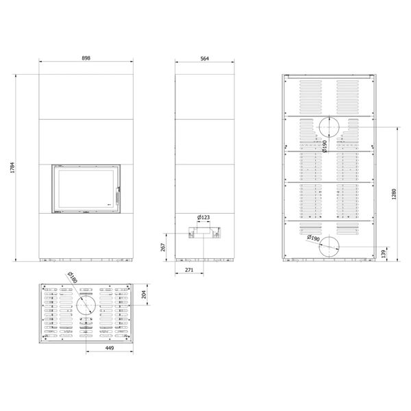 Камин Kratki FLOKI BOX 8 kW &Oslash; 160 в корпусе с керамогранита NATURALI PIETRA DI SAVOIA GRIGIA BOCCIARDATA FLOKI/S/PF/Q/N/P/D/S/G фото