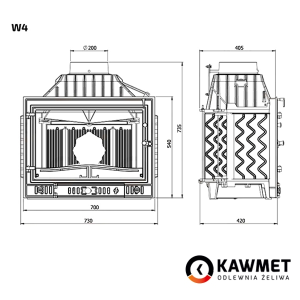 Камінна топка KAWMET W4 (14.5 kW) W4  фото