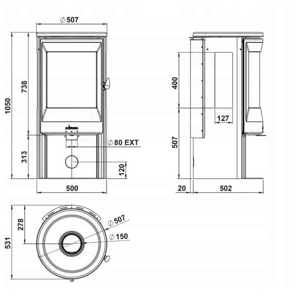 Сталева піч NEOSEN 3 VITRES 648837 фото