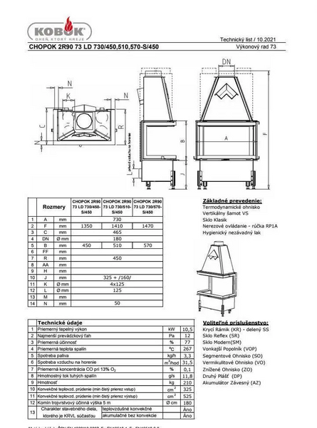 Каминная топка Kobok Chopok 2R90 73 LD 730/570-S/450 Chopok 2R90 73 LD 730/570-S/450 фото