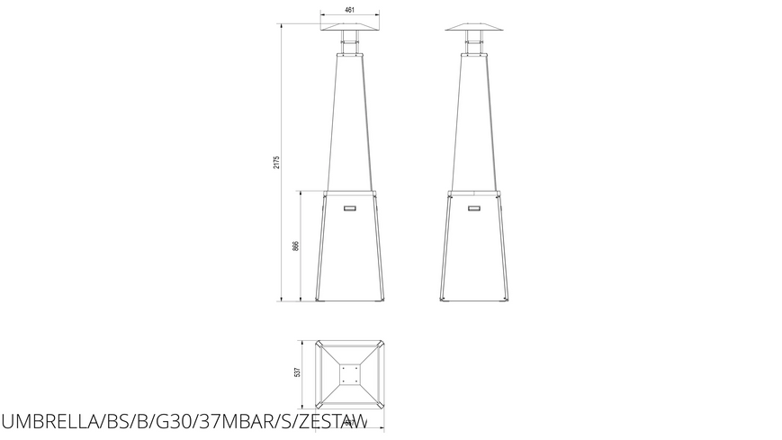 Газовий обігрівач Kratki UMBRELLA BS стальний білий UMBRELLA/BS/B/G30/37MBAR/S/ZESTAW фото