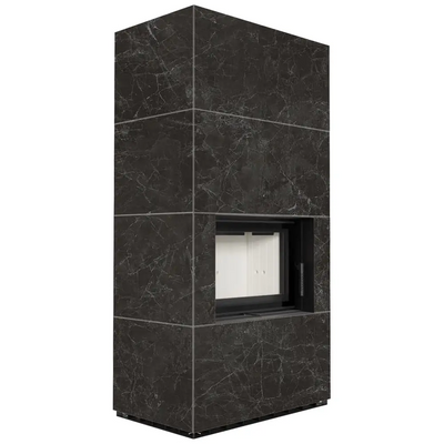 Камин Kratki FLOKI BOX 8 kW &Oslash; 160 в корпусе с керамогранита NATURALI NERO GRECO FLOKI/S/PF/Q/N/G фото
