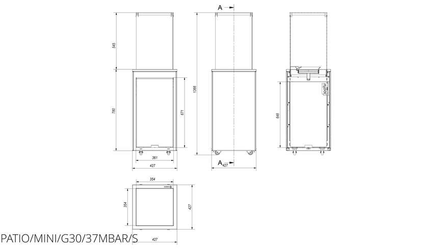 Газовый обогреватель Kratki PATIO MINI стальной - дистанционное управление (пульт) PATIO/MINI/G30/37MBAR/S фото