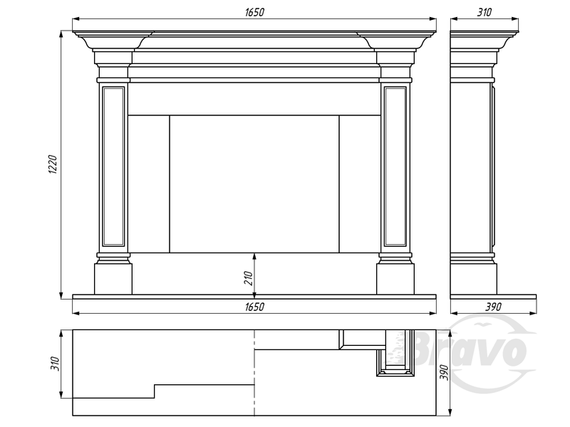 Портал СТОКГОЛЬМ (Volakas + Nero Marquina) (доступні варіанти виробу у камені Crema Marfil + Emperador Dark, Polaris + Nero Marquina, Botticino + Emperador Dark) Stockholm фото