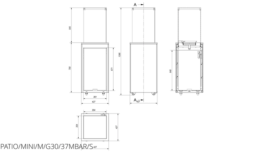 Газовий обігрівач Kratki PATIO MINI стальний PATIO/MINI/M/G30/37MBAR/S фото